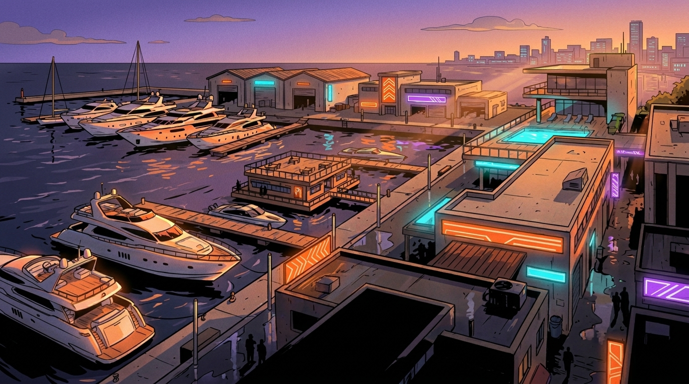 Vice City Marina - Le port de plaisance au coeur de GTA VI - ambiance 1